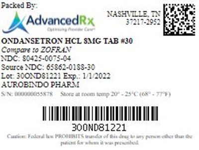 Ondansetron HCl 8mg Tab Qty 30 Ndc 80425 0075